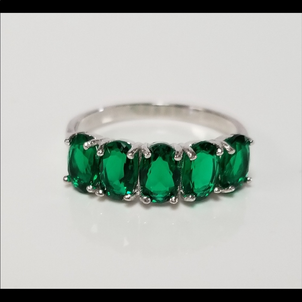 2 CARAT Emerald Ring, Sterling Sterling Silver 925